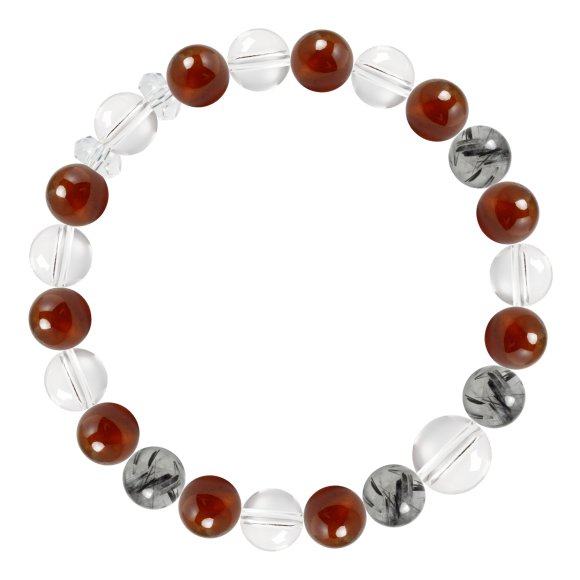 クリスタル(本水晶)・オレンジガーネット メンズデザインブレスレット