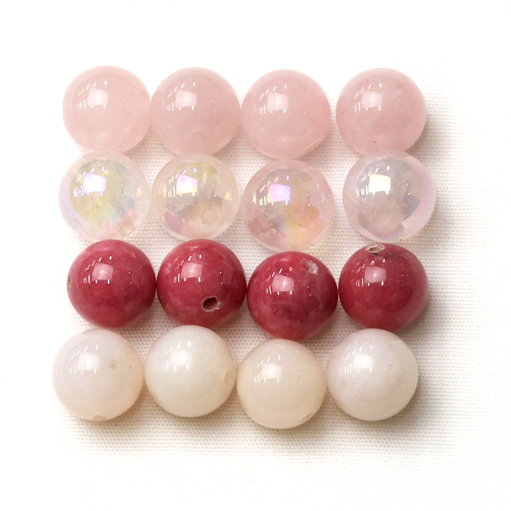 【パック】ピンクカラー天然石セット 8mm（4カラー各4粒）